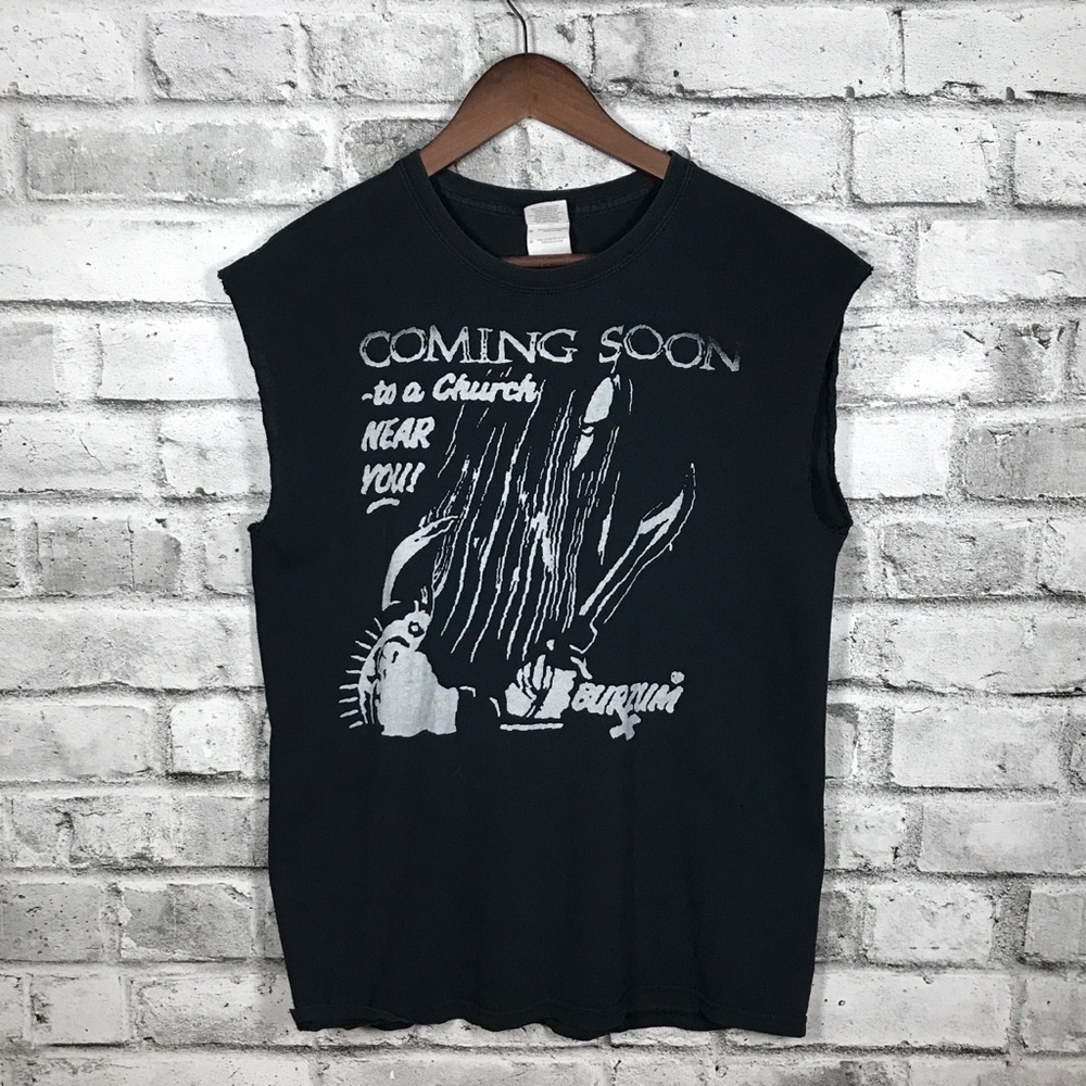 Burzum Coming Soon To A Church Near You Gildan Black Metal Medium Sleeveless